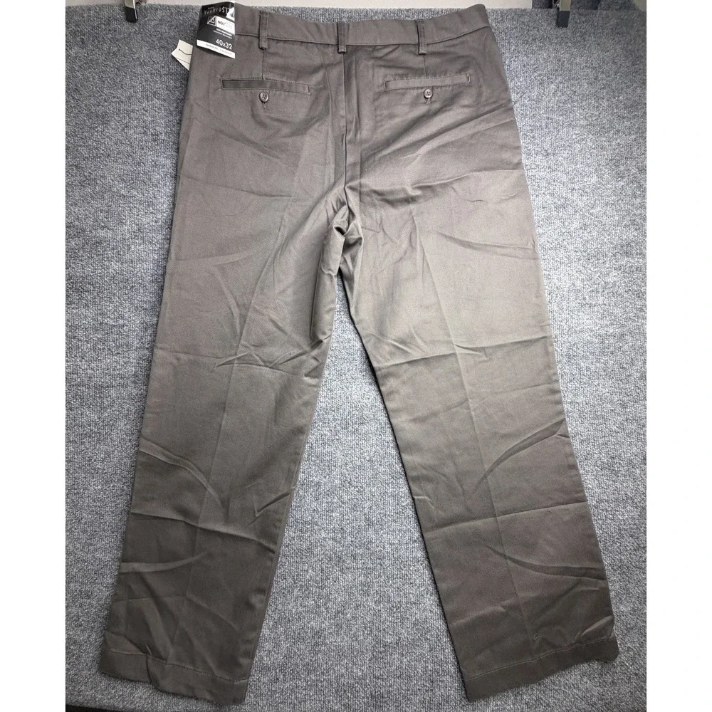 Van Heusen Mens Pants Gray Size 40x32 Flat Front Classic Fit 100% Cotton